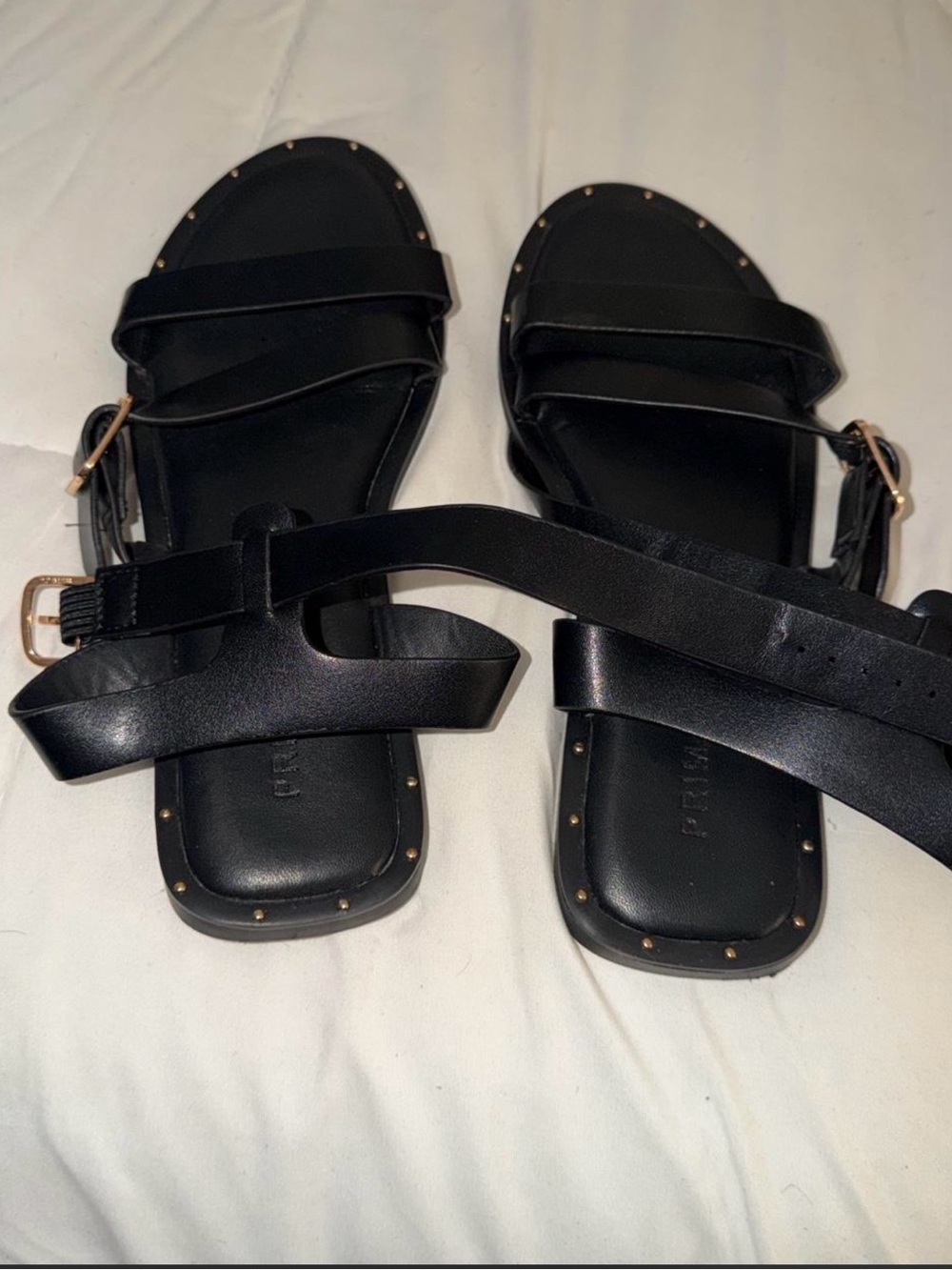 Primark Black Studded Cross-Strap Sandals